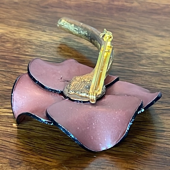 FABRICE Paris Resin Large Vintage Flower Brooch Pin - Oxblood Red Color - Poppy? - Picture 6 of 15